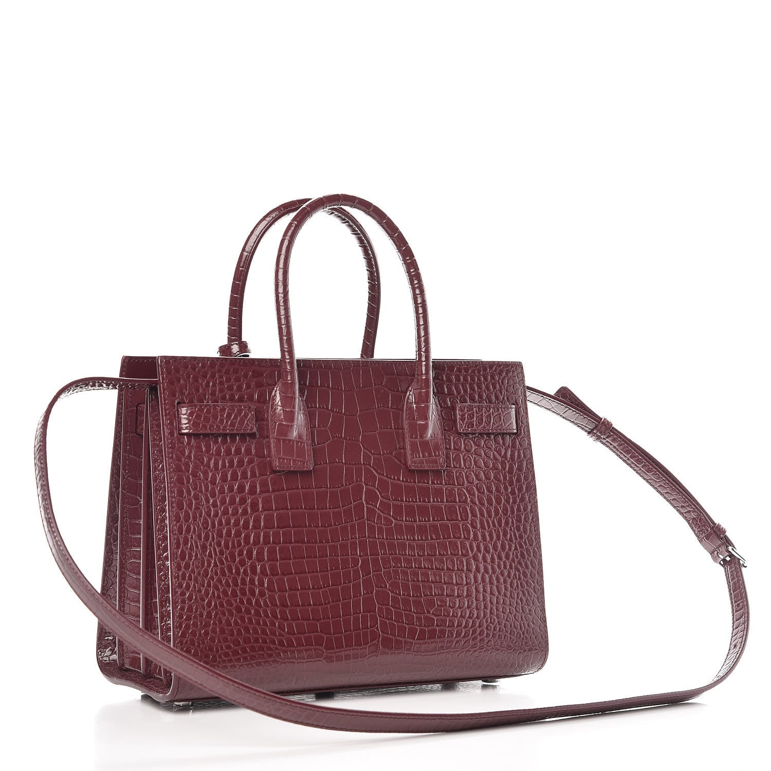 YLS SAC DE JOUR BABY IN EMBOSSED CROCODILE SHINY LEATHER