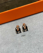 Pop H Black Stud Earring