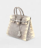 HM BK 25 Cm Handbag In Grey And Beige Lizzard