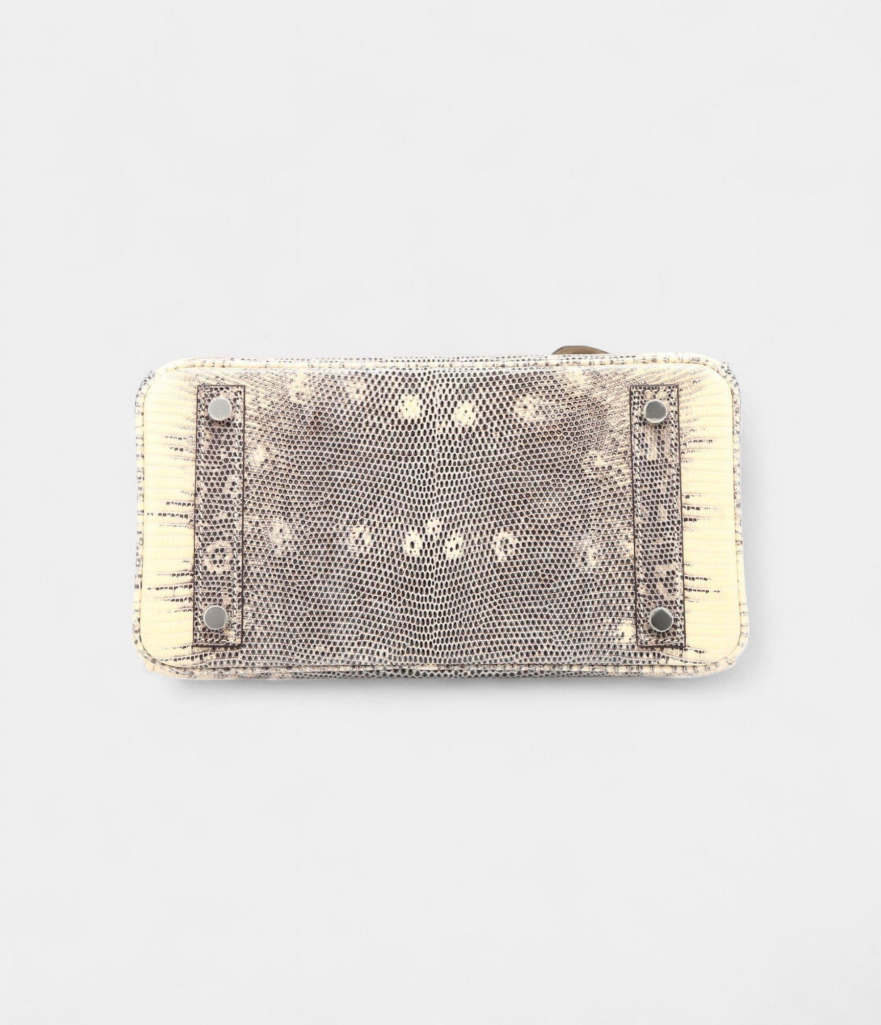 HM BK 25 Cm Handbag In Grey And Beige Lizzard