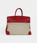 Vintage  HM BK 35 Rouge Vif Buffalo and Crinoline Gold Hardware