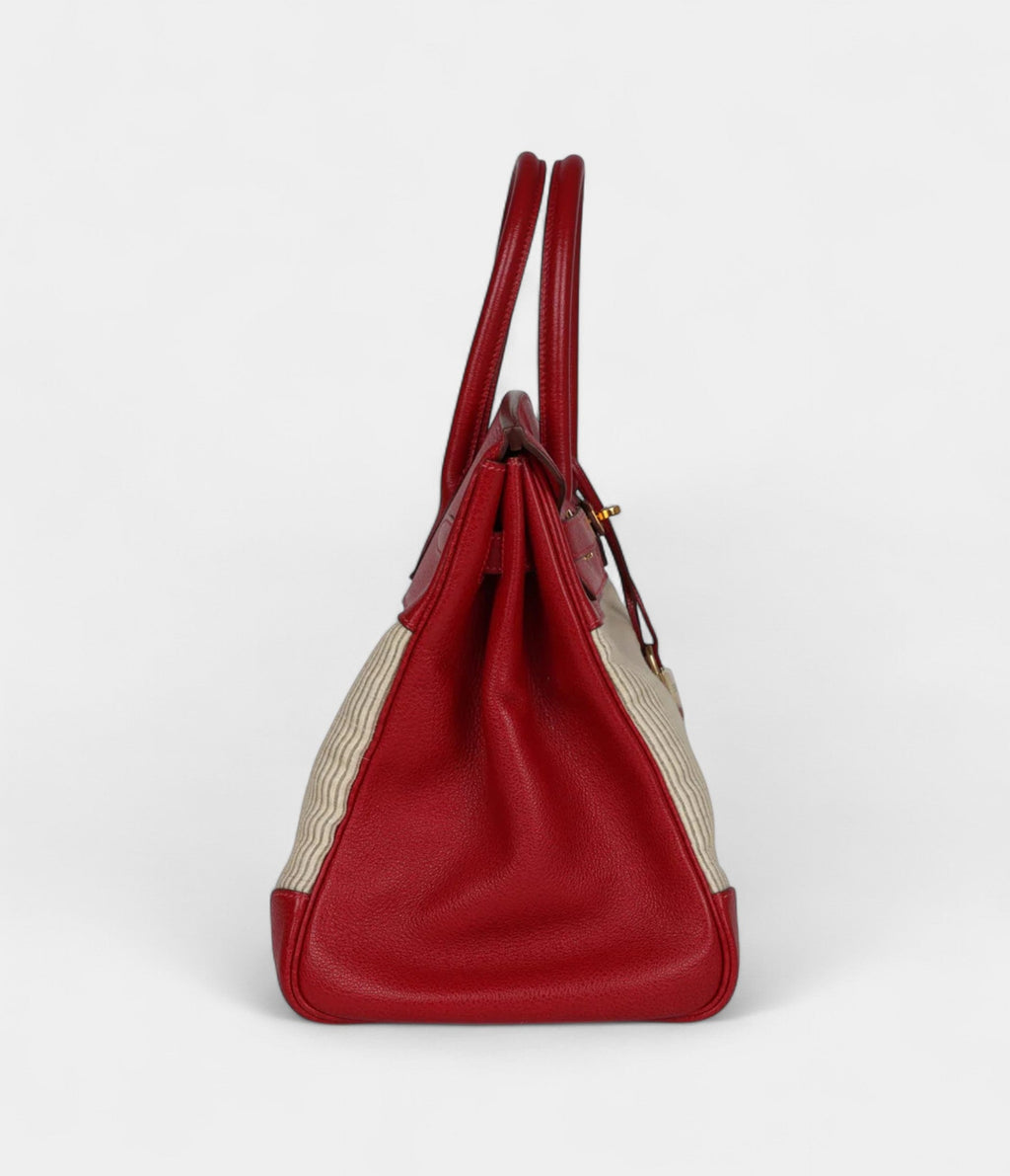 Vintage  HM BK 35 Rouge Vif Buffalo and Crinoline Gold Hardware