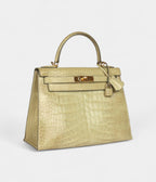Hermes Kelly 28 Celadon Natura Shiny Alligator Gold Hardware