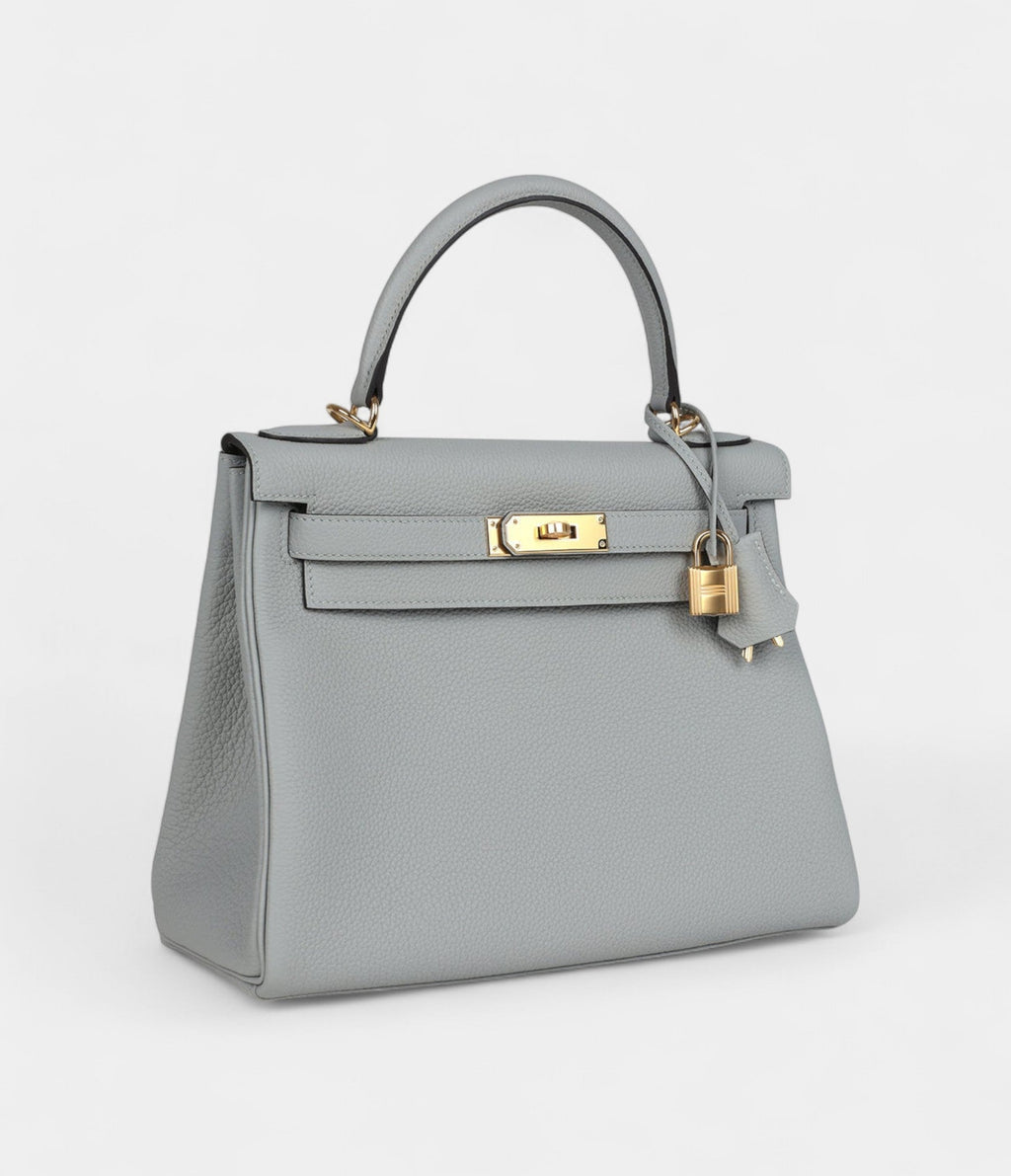 Hermes Kelly 28 Glacier Blue Togo Gold Hardware