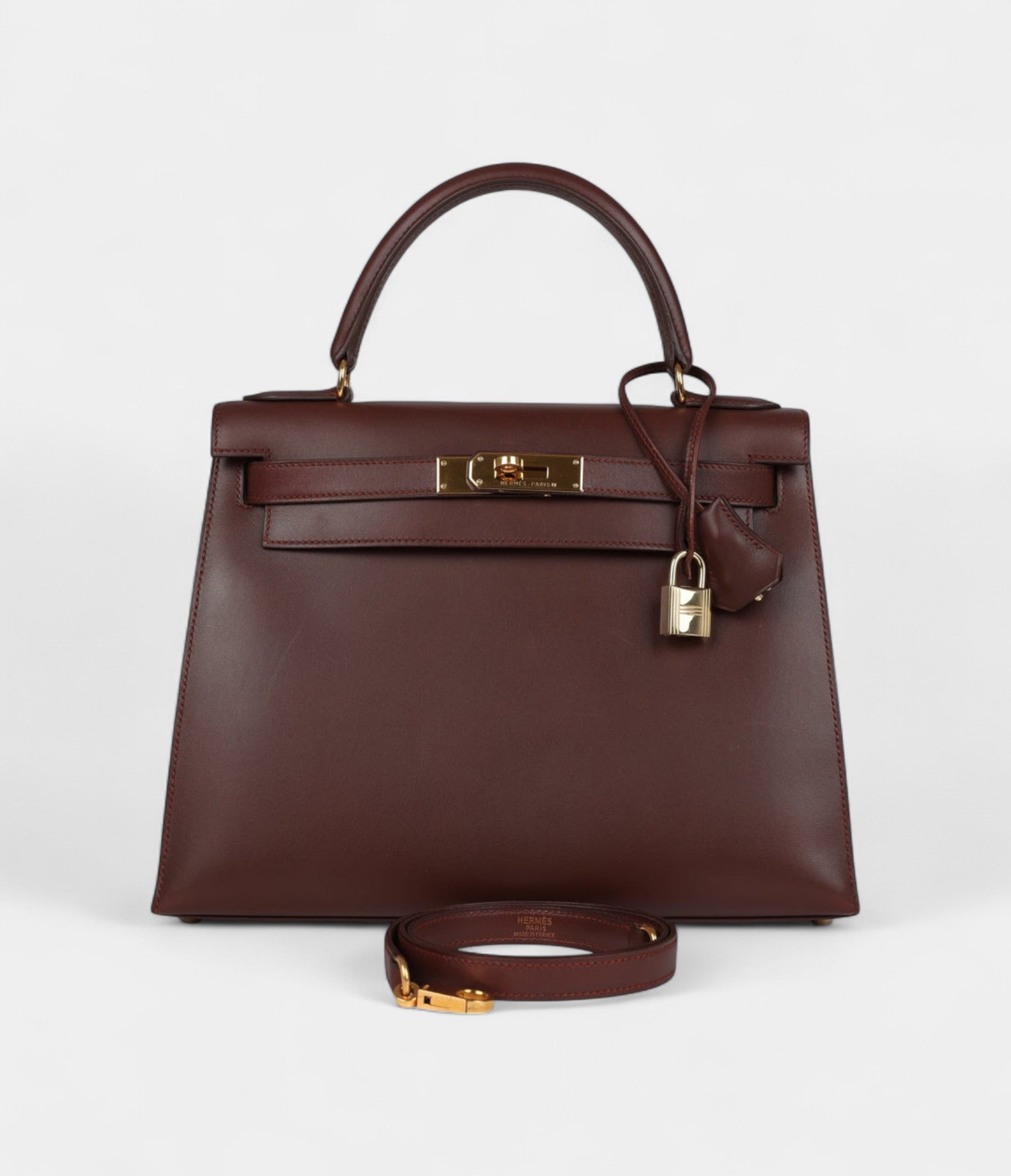 Hermes Kelly 28 Noisette Box Gold Hardware