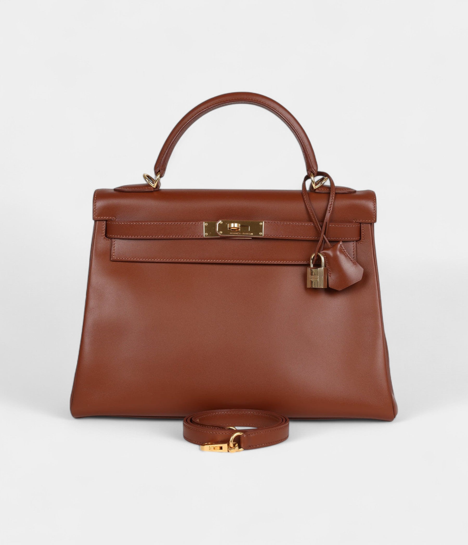 Hermes Kelly 32 Hazelnut Box Gold Hardware