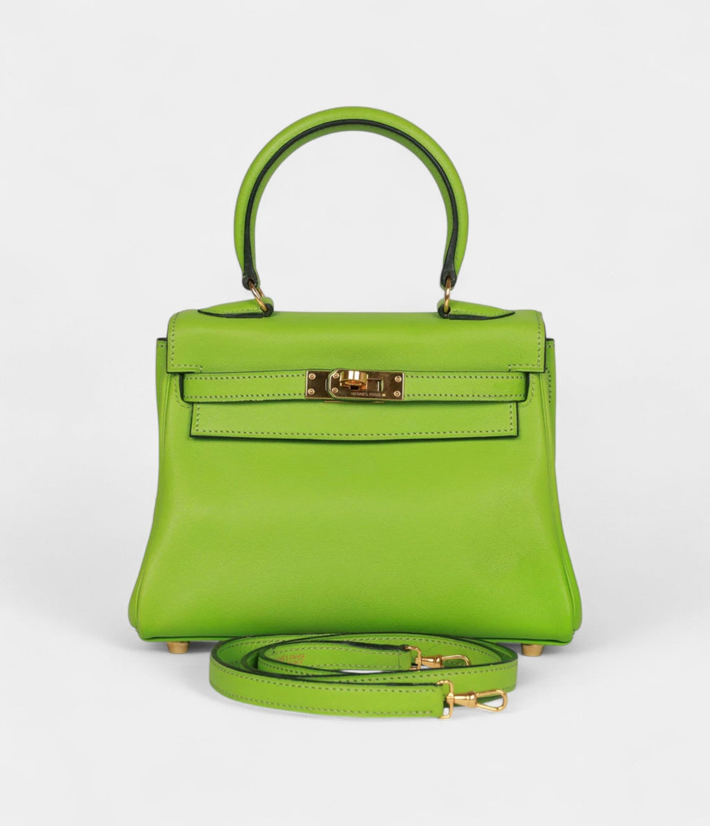 Vintage HMKelly Retourne 20 Vert Cru Gulliver Gold Hardware