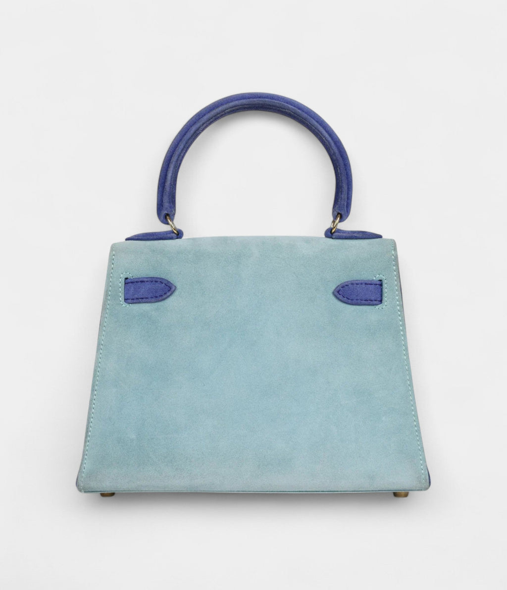 Vintage HMKelly Sellier 20 Bleu Electric and Aqua Doblis Gold Hardware