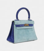 Vintage HMKelly Sellier 20 Bleu Electric and Aqua Doblis Gold Hardware