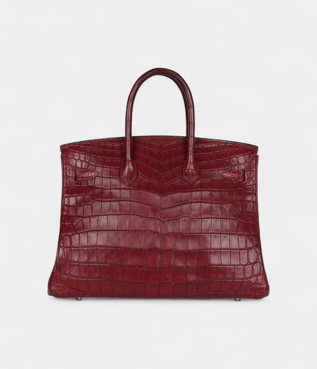 Vintage HMTravel BK 35 Rouge H Niloticus Crocodile Brushed Palladium Hardware
