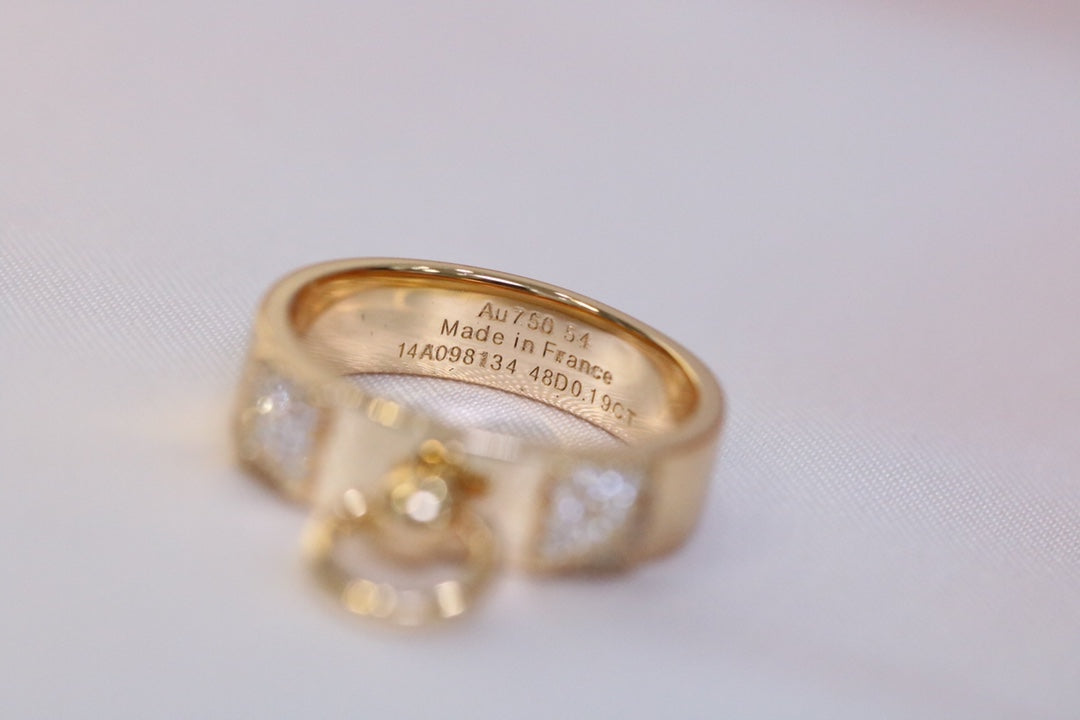 H COLLIER DE CHIEN DIAMOND ROSE GOLD BAND RINGS