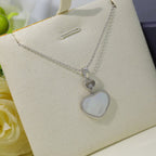 HAPPY HEART WHITE MOP NECKLACE SILVER DIAMOND