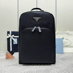 Prada Triangle-Logo Zipped Backpack Black Saffiano leather