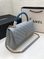 CHL - Large Flap Bag With Top Handle Light Grey For Women, Women’s Handbags, Shoulder And Crossbody Bags 11in/28LO A92991