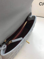 CHL - Large Flap Bag With Top Handle Light Grey For Women, Women’s Handbags, Shoulder And Crossbody Bags 11in/28LO A92991