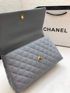 CHL - Large Flap Bag With Top Handle Light Grey For Women, Women’s Handbags, Shoulder And Crossbody Bags 11in/28LO A92991