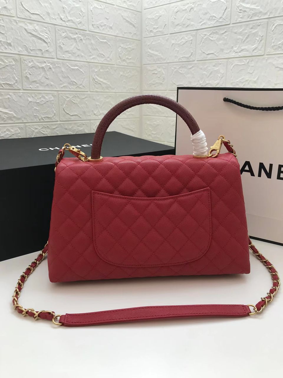 CHL - Large Flap Bag With Top Handle Red For Women Handbags, Shoulder And Crossbody Bags 11in/28LO A92991