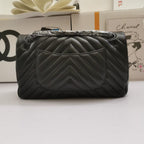 CHL -  Chevron Classic Handbag Black Hardware Black For Women, Women’s Bags, Shoulder And Crossbody Bags 10.2in/26LO