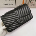 CHL -  Chevron Classic Handbag Black Hardware Black For Women, Women’s Bags, Shoulder And Crossbody Bags 10.2in/26LO