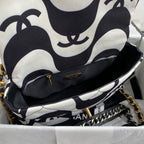 CHL -  19 Large Flap Bag White/Black For Women Bags, Shoulder And Crossbody Bags 10.2in/26LO AS1161 B05179 NB405