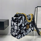CHL -  19 HandBag Printed Canvas Black And White For Women 11.8in/30LO