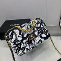 CHL -  19 HandBag Printed Canvas Black And White For Women 11.8in/30LO