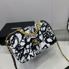CHL -  19 HandBag Printed Canvas Black And White For Women 11.8in/30LO