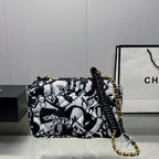 CHL -  19 HandBag Printed Canvas Black And White For Women 11.8in/30LO