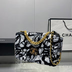 CHL -  19 HandBag Printed Canvas Black And White For Women 11.8in/30LO
