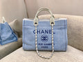 CHL -  Deauville Tote Tweed Canvas Bag Fall/Winter Collection, Light Blue/White For Women 15in/38LO