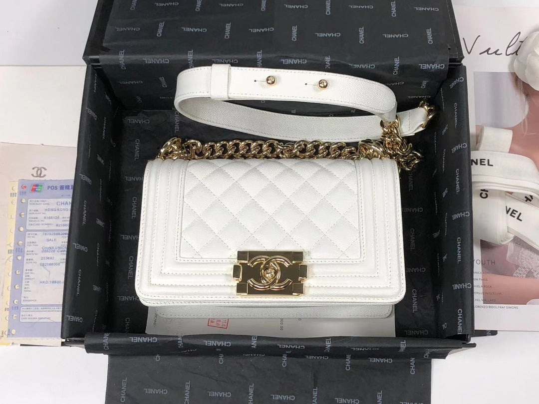 CHL -  Boy Flapbag White For Women 7.9in/20LO