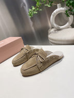 MIU FADED MULE IN LIGHT BROWN ECRU SUEDE