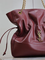YSL JAMIE 35 IN BURGUNDY RED CALFSKIN GOLD HARDWARE