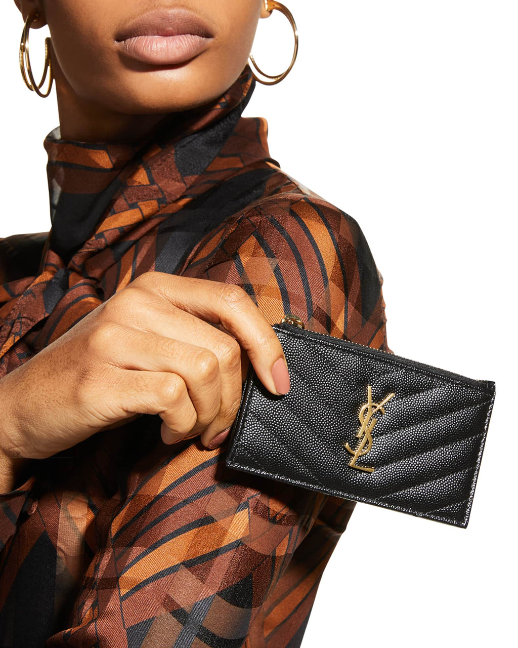 YLS MONOGRAM ZIP FRAGMENTS POUCH CARD CASE WALLET