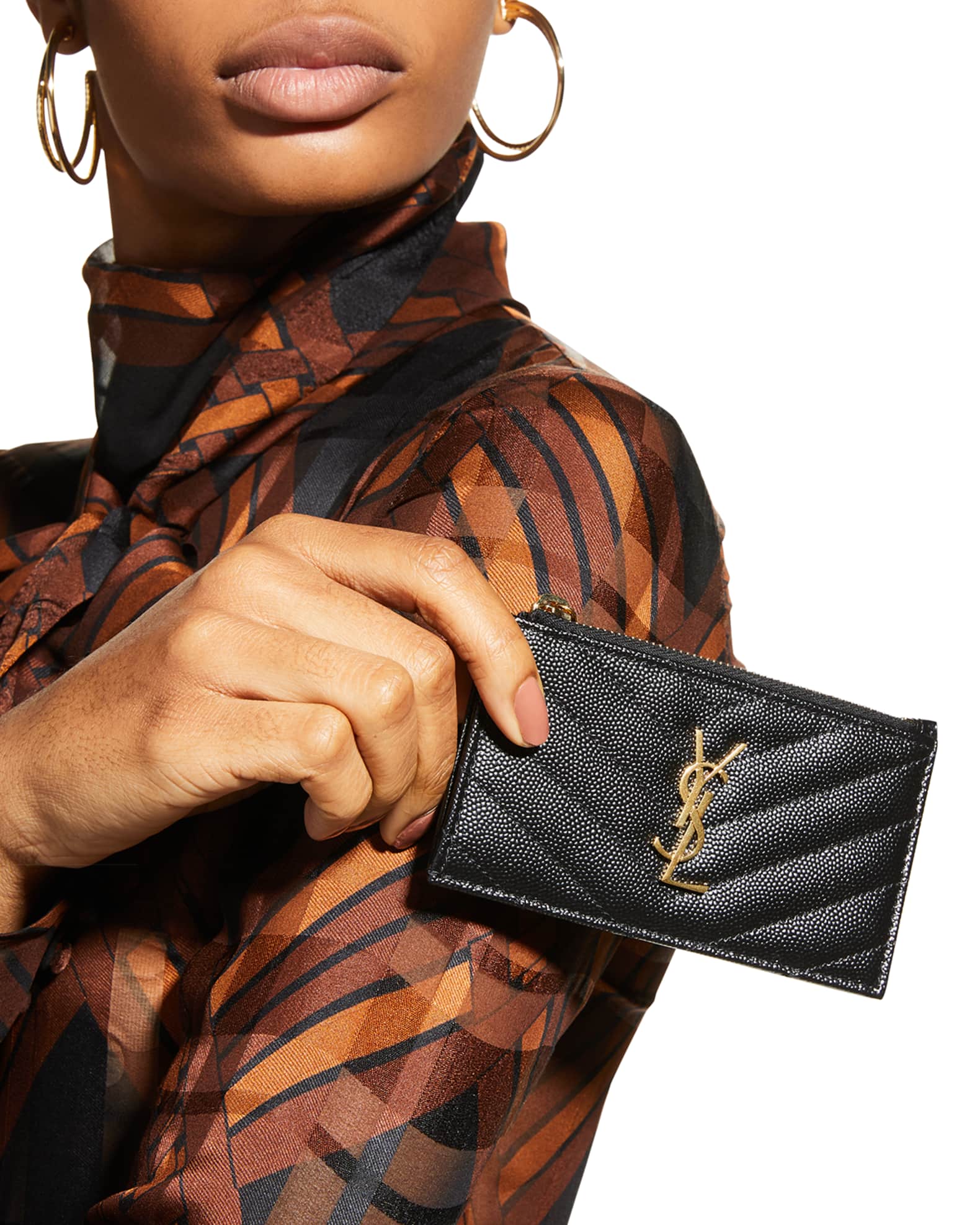 YLS MONOGRAM ZIP FRAGMENTS POUCH CARD CASE WALLET