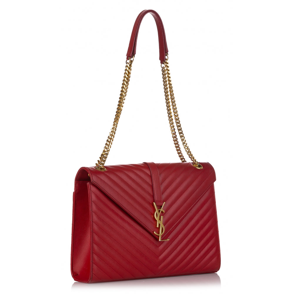 YLS MONOGRAM MATELASSE CHEVRON ENVELOPE SATCHEL