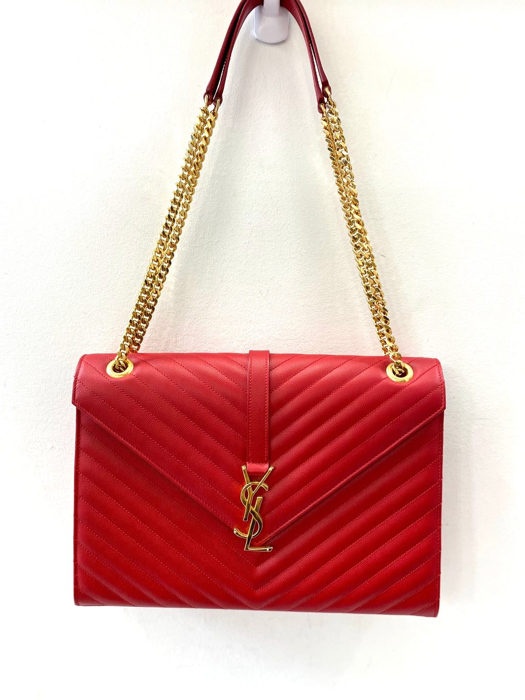 YLS MONOGRAM MATELASSE CHEVRON ENVELOPE SATCHEL