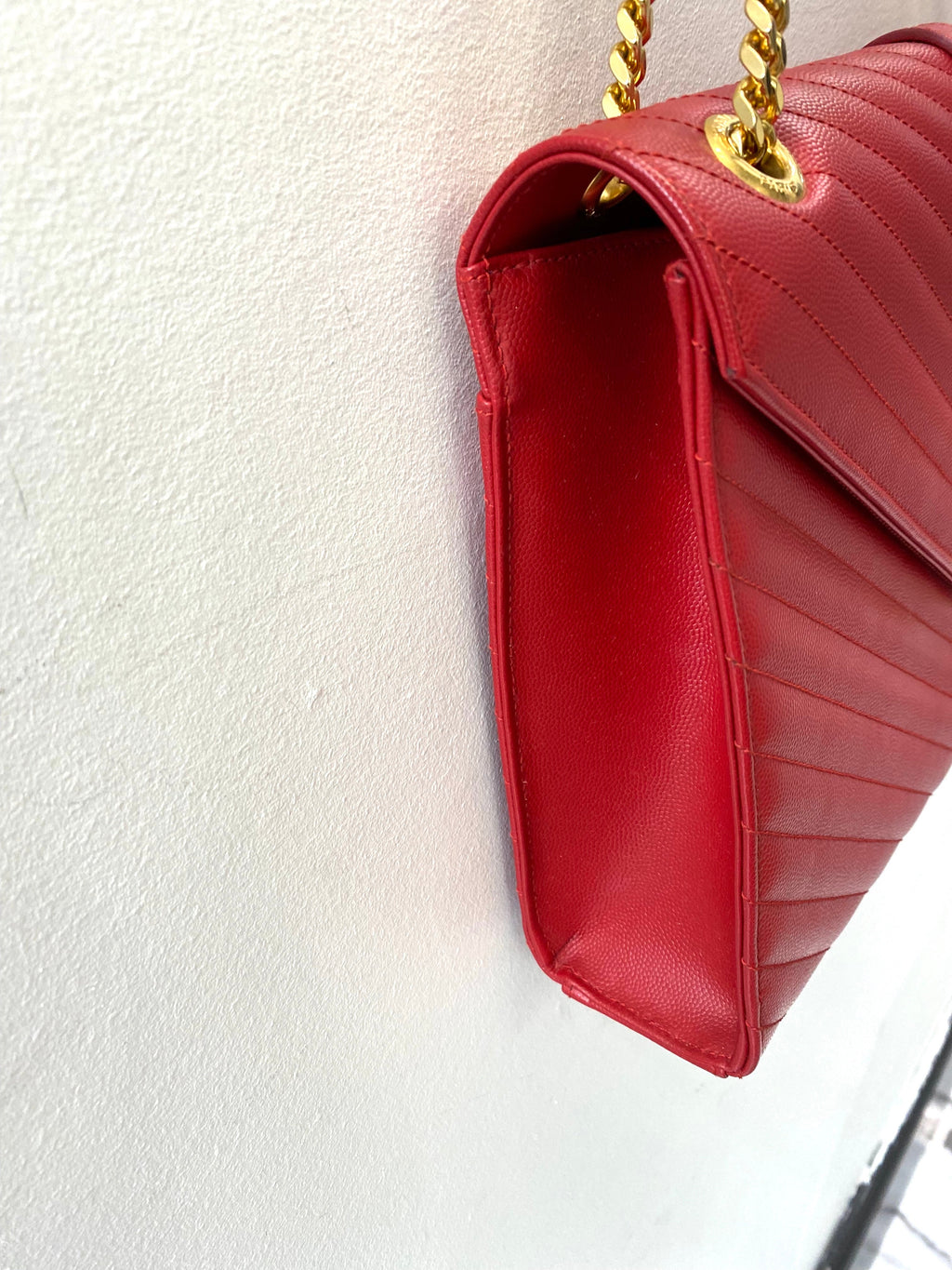 YLS MONOGRAM MATELASSE CHEVRON ENVELOPE SATCHEL