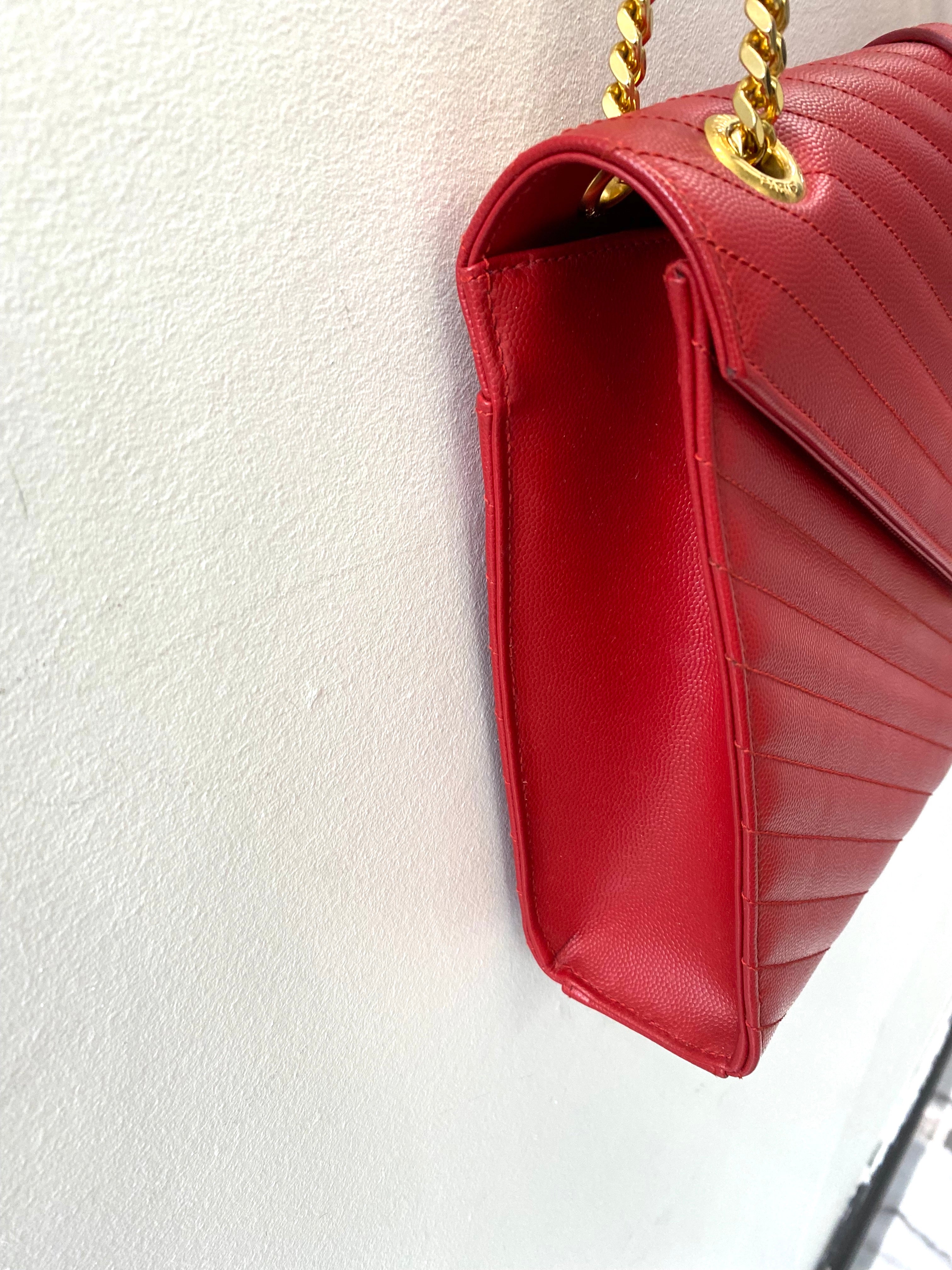 YLS MONOGRAM MATELASSE CHEVRON ENVELOPE SATCHEL