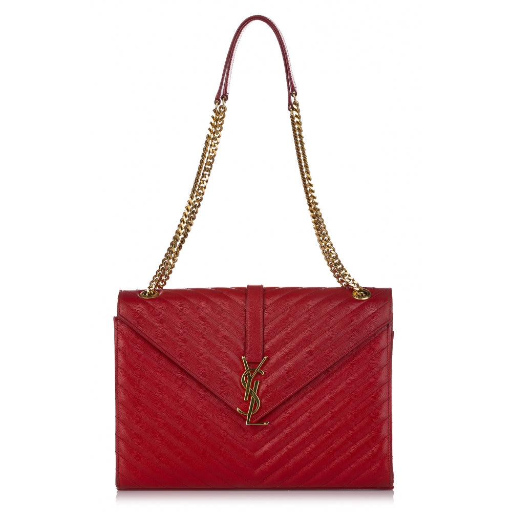 YLS MONOGRAM MATELASSE CHEVRON ENVELOPE SATCHEL