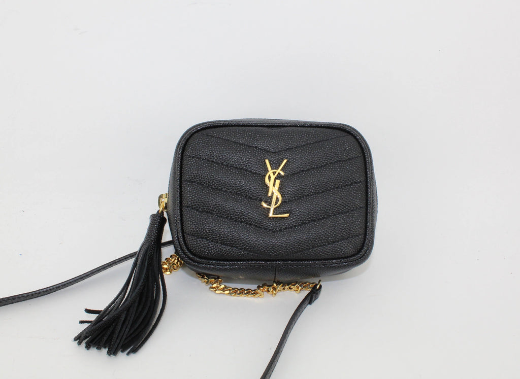 YLS LOU BABY QUILTED GRAIN DE POUDRE LEATHER CHAIN BAG
