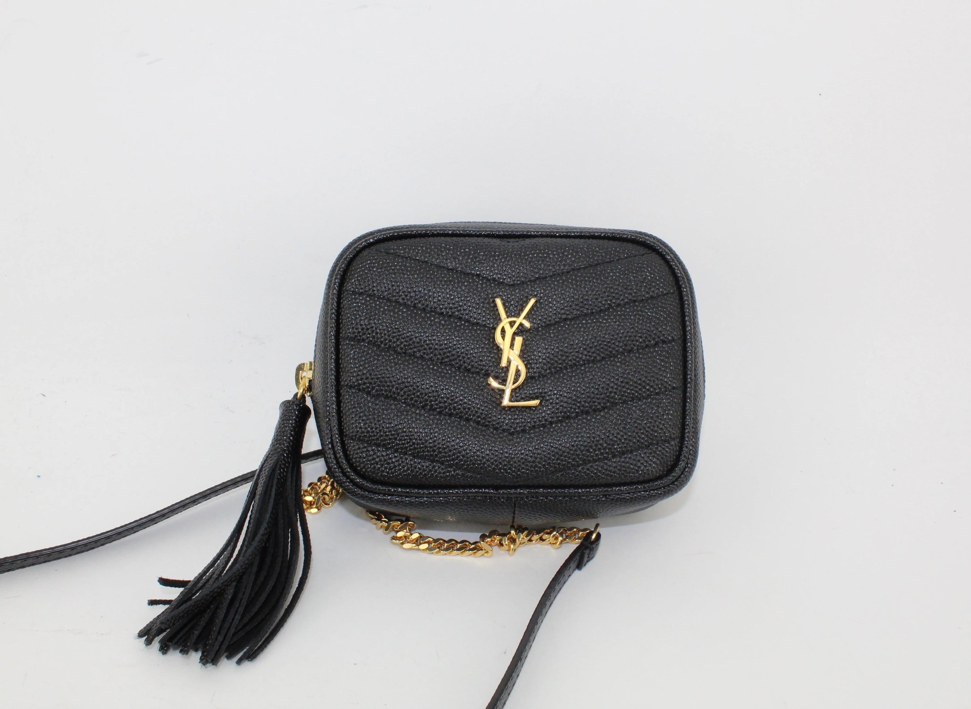 YLS LOU BABY QUILTED GRAIN DE POUDRE LEATHER CHAIN BAG