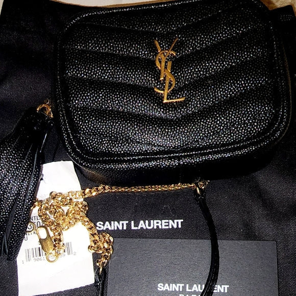 YLS LOU BABY QUILTED GRAIN DE POUDRE LEATHER CHAIN BAG