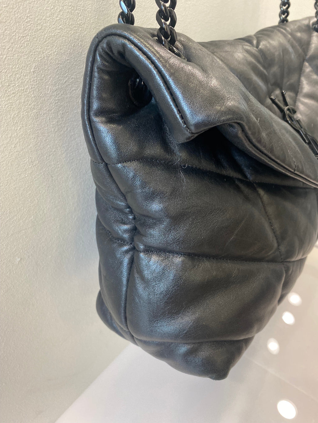 YLS LOULOU MEDIUM QUILTED PUFFER LEATHER SHOULDER BAG