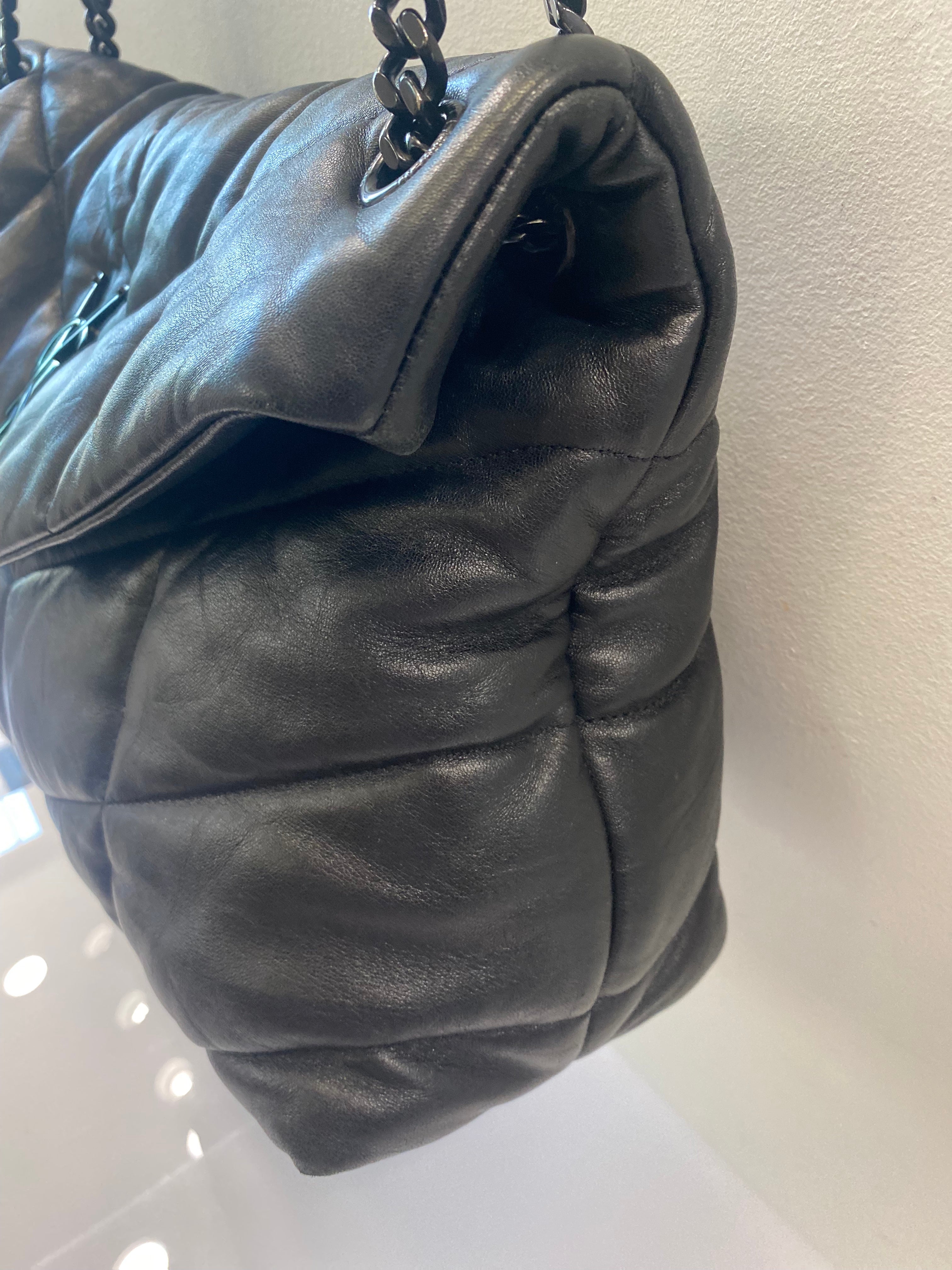 YLS LOULOU MEDIUM QUILTED PUFFER LEATHER SHOULDER BAG