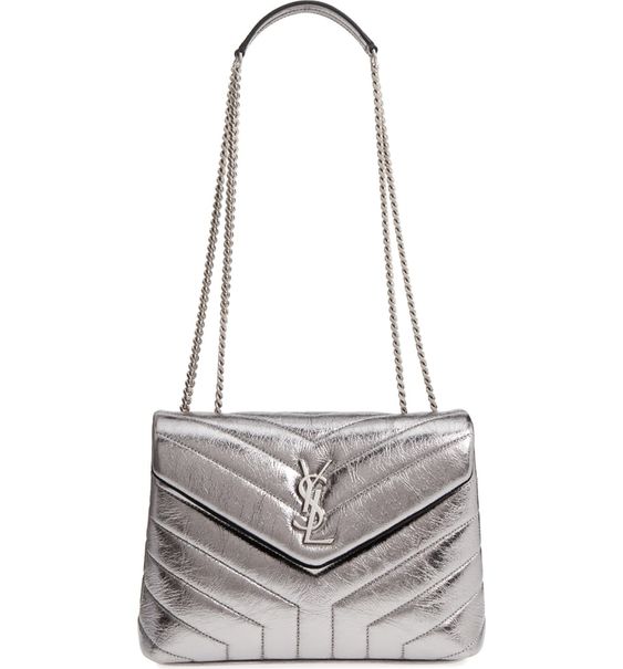 YLS MONOGRAM METALLIC CALFSKIN LOULOU BAG