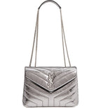 YLS MONOGRAM METALLIC CALFSKIN LOULOU BAG