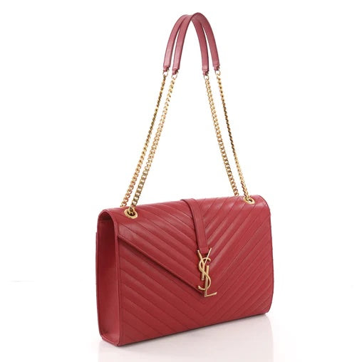 YLS CHEVRON MATELASSE MONOGRAM LARGE SATCHEL