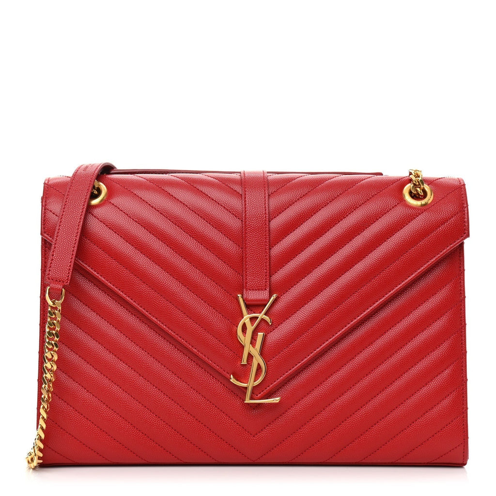 YLS CHEVRON MATELASSE MONOGRAM LARGE SATCHEL