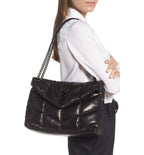 YLS LOULOU MEDIUM QUILTED PUFFER LEATHER SHOULDER BAG